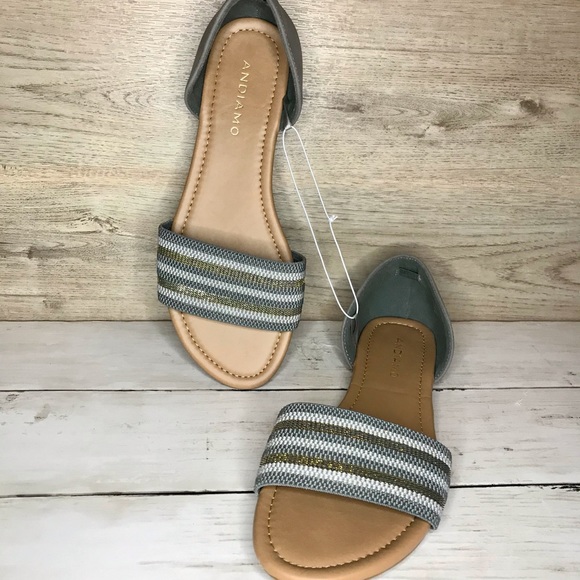 Andiamo Shoes - New Open Toe Shiny Sandals Size 8